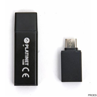 Pendrive USB 2.0 X-Depo 16GB + Type-C Adapter czarny Platinet PMFEC16B