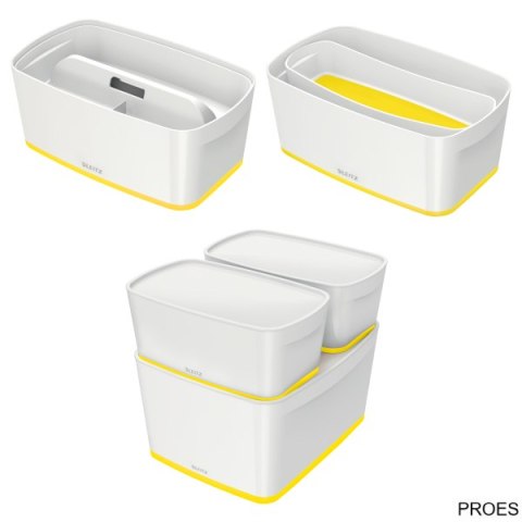 Pojemnik MyBox mały z pokrywką, biało-żółty 52291016