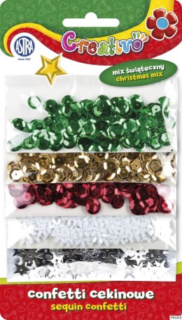 Confetti cekinowe kółka na blistrze - mix 5 wzorów świątecznych 1000 sztuk ASTRA, 335116007