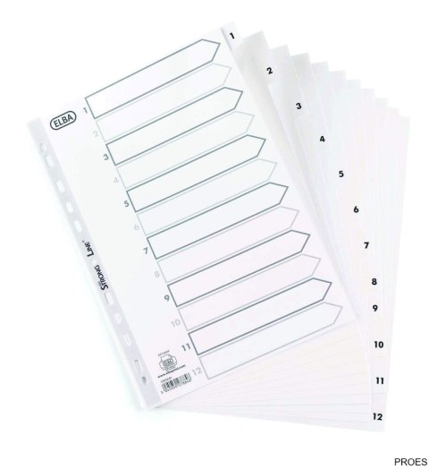 Przekładki numeryczne A4 MAXI 1-12, białe, polipropylenowe, OXFORD 100204771 Przekładki numeryczne A4 MAXI 1-12, białe, polipropylenowe, OXFORD 100204771