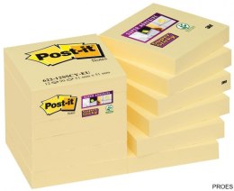 Bloczek samoprzylepny POST-IT_ Super Sticky (622-12SSCY-EU), 46,7x46,7 mm, 12x90 kart., żółty