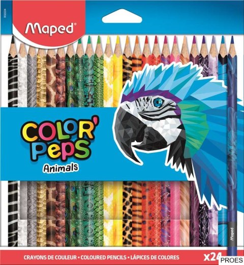 Kredki COLORPEPS ANIMALS trójkątne 24 kolorów 832224 MAPED