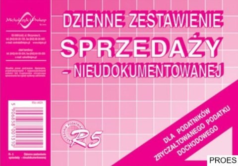 R5N_Dzienne zestawienie sprzedaży (nieudokumentowanej) A6 MICHALCZYK