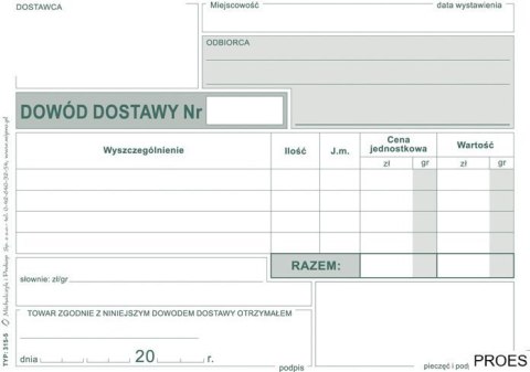 315-5 Dowód dostawy A6 wielokopia MICHALCZYK&PROKOP 315-5 Dowód dostawy A6 wielokopia MICHALCZYK&PROKOP
