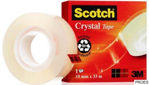 Taśma biurowa SCOTCH Crystal Clear (600), transparentna, 19mm, 33m, w pudełku Taśma biurowa SCOTCH Crystal Clear (600), transparentna, 19mm, 33m, w pudełku