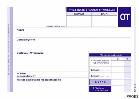 420-5 OT Przyjęcie środka trwałego MICHALCZYK 420-5 OT Przyjęcie środka trwałego MICHALCZYK