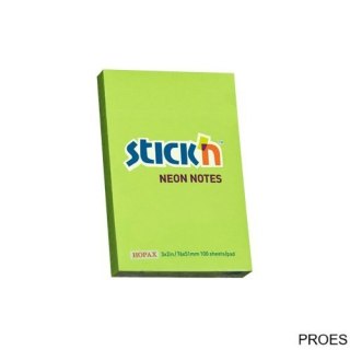 Bloczek STICKN 76x51mm zielony neon 100k 21163 STICKN