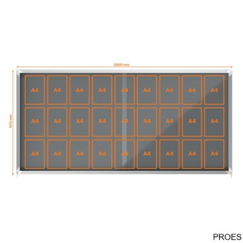 Gablota filcowa Nobo Premium Plus 27xA4, szara (drzwiczki przesówne) 1915339 Gablota filcowa Nobo Premium Plus 27xA4, szara (drzwiczki przesówne) 1915339