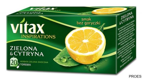 Herbata VITAX INSPIRATIONS zielona z cytryną (20 saszetek) 30g zawieszka Herbata VITAX INSPIRATIONS zielona z cytryną (20 saszetek) 30g zawieszka