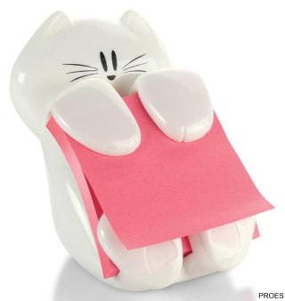 Podajnik do bloczków samoprzylepnych POST-IT_ Kotek (CAT-330), biały, w zestawie 1 bloczek Super Sticky Z-Notes