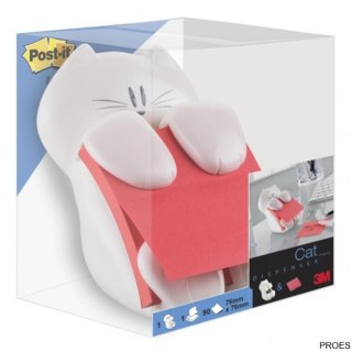 Podajnik do bloczków samoprzylepnych POST-IT_ Kotek (CAT-330), biały, w zestawie 1 bloczek Super Sticky Z-Notes