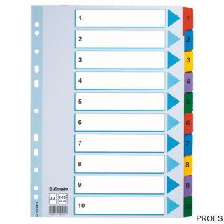 Przekładki kartonowe MYLAR A4 1-10 100161 białe ESSELTE