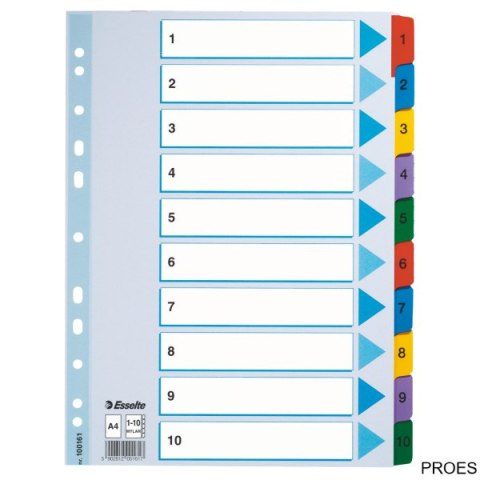 Przekładki kartonowe MYLAR A4 1-10 100161 białe ESSELTE Przekładki kartonowe MYLAR A4 1-10 100161 białe ESSELTE