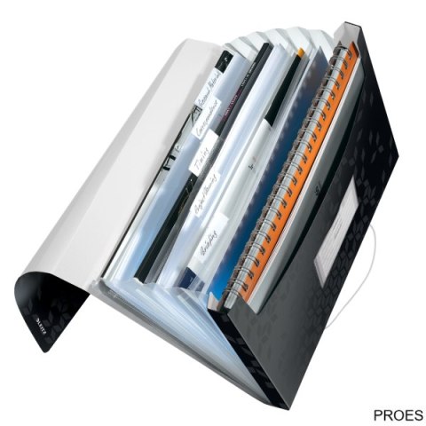Teczka z 6 przegródkami PP Leitz WOW, czarna 45890095 -a Teczka z 6 przegródkami PP Leitz WOW, czarna 45890095 -a