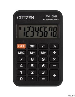 Kalkulator kieszonkowy CITIZEN LC110NR, 8-cyfrowy, 88x58mm, czarny