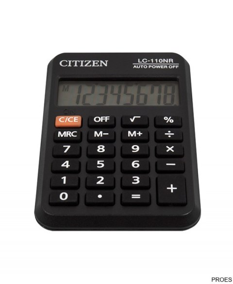 Kalkulator kieszonkowy CITIZEN LC110NR, 8-cyfrowy, 88x58mm, czarny Kalkulator kieszonkowy CITIZEN LC110NR, 8-cyfrowy, 88x58mm, czarny