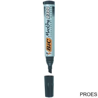 Marker permanentny BIC 2300 Ecolutions czerwony ścięta końcówka, 8209243