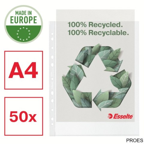 Koszulka groszkowa Recycled Premium PP 100 mic. A4 MAXI , 50 szt. Esselte 627504