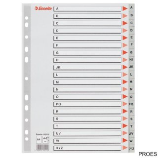 Przekładki plastikowe szare PP A4 A-Z alfabetyczne ESSELTE 100112