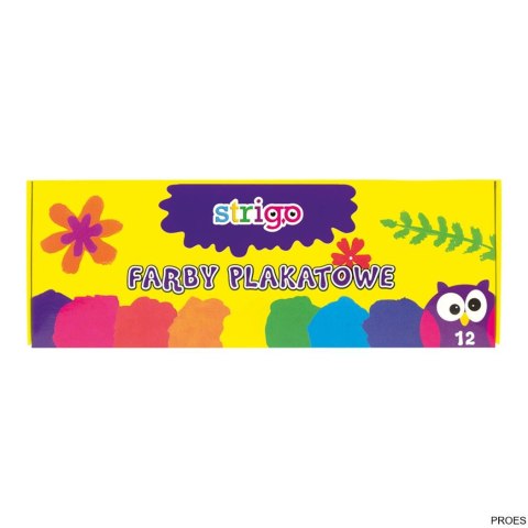 Farby plakatowe 12 kolorów STRIGO SSC032