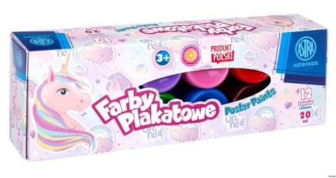 Farby plakatowe Jednorożec 12 kolorów 20 ml ASTRA, 301221008 Farby plakatowe Jednorożec 12 kolorów 20 ml ASTRA, 301221008