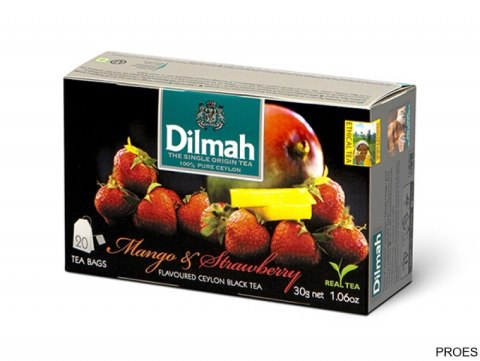 Herbata DILMAH MANGO z TRUSKAWKĄ (20 saszetek) czarna