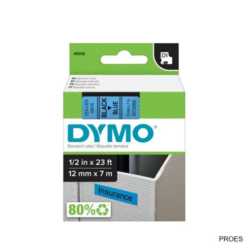 Taśma DYMO D1 - 12 mm x 7 m, czarny / niebieski S0720560 do drukarek etykiet