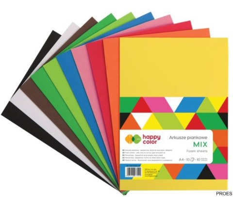 Arkusze piankowe MIX, A4, 10 ark, 10 kolorów, Happy Color HA 7130 2030-MIX