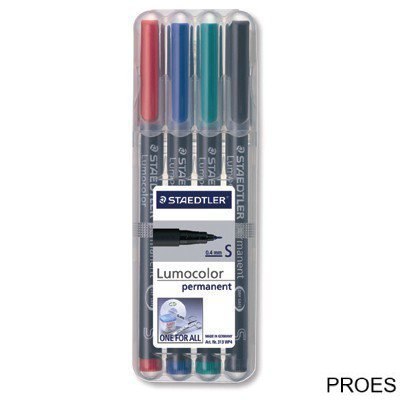 Foliopis Lumocolor, B, wodoodporny, zestaw 4 kol. (2, 3, 5, 9) w etui box, Staedtler S 314 WP4 Foliopis Lumocolor, B, wodoodporny, zestaw 4 kol. (2, 3, 5, 9) w etui box, Staedtler S 314 WP4