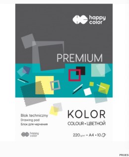 Blok techniczny PREMIUM kolorowy A4, 220g, 10 ark, Happy Color HA 3722 2030-09