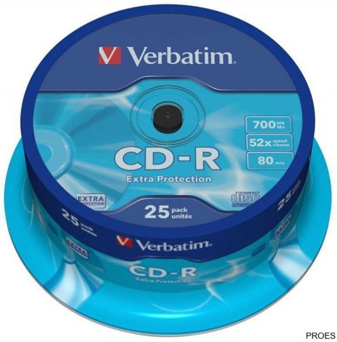 Płyta CD-R VERBATIM CAKE(25) Extra Protection 700MB x52 43432 Płyta CD-R VERBATIM CAKE(25) Extra Protection 700MB x52 43432