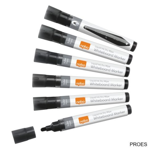 Markery suchościeralne Nobo Liquid Ink czarne 1901073 12 sztuk Markery suchościeralne Nobo Liquid Ink czarne 1901073 12 sztuk