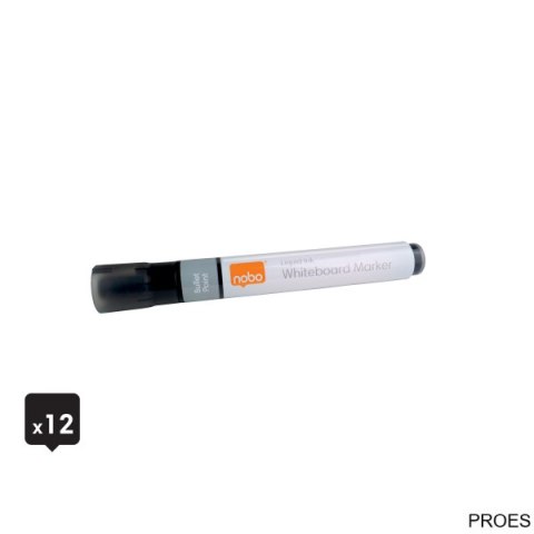 Markery suchościeralne Nobo Liquid Ink czarne 1901073 12 sztuk Markery suchościeralne Nobo Liquid Ink czarne 1901073 12 sztuk