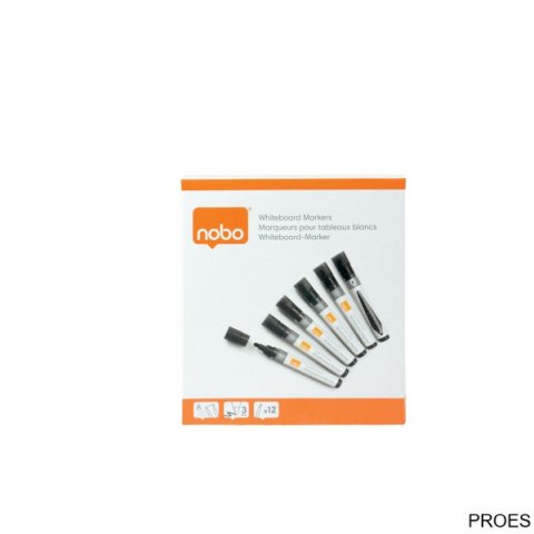 Markery suchościeralne Nobo Liquid Ink czarne 1901073 12 sztuk Markery suchościeralne Nobo Liquid Ink czarne 1901073 12 sztuk