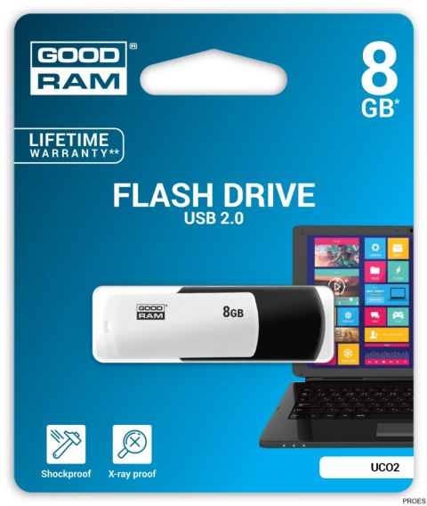 Pamięć USB GOODRAM 8GB UCO2 czarno-biały USB 2.0 UCO2-0080KWR11 Pamięć USB GOODRAM 8GB UCO2 czarno-biały USB 2.0 UCO2-0080KWR11