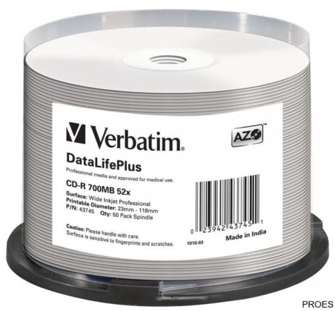 Płyta VERBATIM CD-R 700MB 52X AZO PRINTABLE CAKE (50) PRO 43745 Płyta VERBATIM CD-R 700MB 52X AZO PRINTABLE CAKE (50) PRO 43745