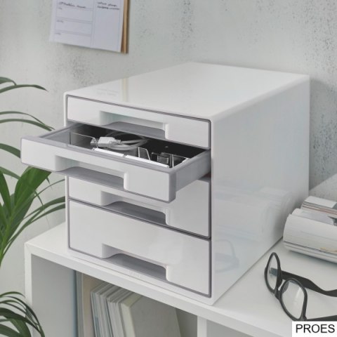 Pojemnik z 4 szufladami LEITZ WOW biało-szary 52132001