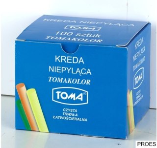 Kreda szkolna niepyląca kolorowa - opakowanie 100 pałeczek mix TO-80201 Toma