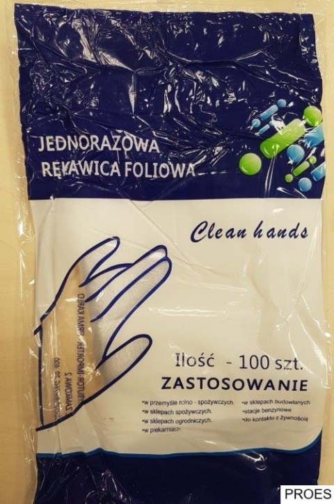 Rękawice foliowe HDPE jednorazowe uniwersalne (100 sztuk)