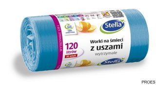Worki na śmieci z uszami wytrzymałe 120L 20szt. niebieskie (HD-LD) STELLA