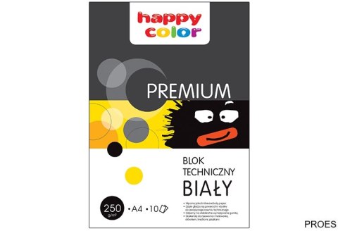 Blok techniczny PREMIUM biały A3, 250g, 10 ark, Happy Color HA 3725 3040-0