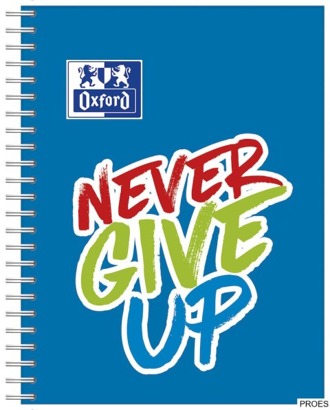 Kołonotatnik A5 80 kartek, kratka z marginesem, NEVER GIVE UP, OXFORD, 400115105 Kołonotatnik A5 80 kartek, kratka z marginesem, NEVER GIVE UP, OXFORD, 400115105