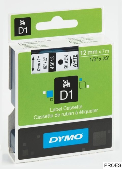Taśma DYMO D1 - 12 mm x 7 m, czarny / biały S0720530 do drukarek etykiet Taśma DYMO D1 - 12 mm x 7 m, czarny / biały S0720530 do drukarek etykiet