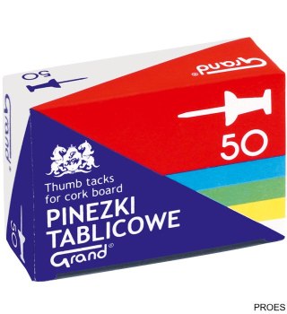 Pinezki tablicowe op-50szt. kolorowe GRAND 110-1657