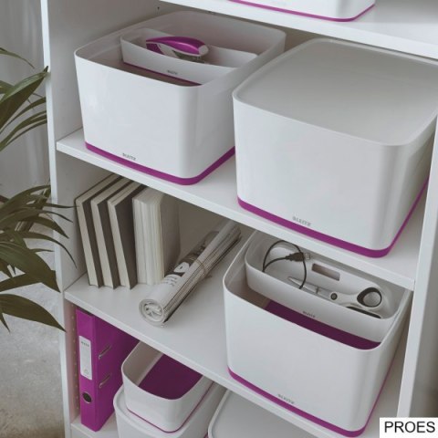 Pojemnik MyBox duży z pokrywką, biało-fioletowy 52161062