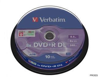 Płyta DVD+R VERBATIM DL CAKE (10) DoubleLayer 8.5GB x8 MattSil 43666