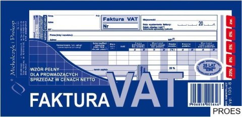 105-8N/E Faktura pełna dla prowadzących sprzedaż w cenach netto 1/3A4 105-8N/E Faktura pełna dla prowadzących sprzedaż w cenach netto 1/3A4