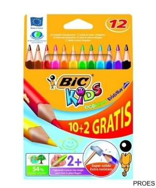Kredki ołówkowe BIC Kids Evolution Triangle ECOlutions 10+2kol, 8871462