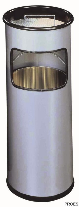 Kosz na śmieci 17l DURABLE z popielnicą srebrny metalowy okrągły 3330-23