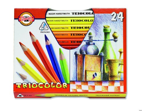 Kredki TRIOCOLOR 3154 24kol. TRÓJKĄTNE GRUBE KOH I NOOR (X)